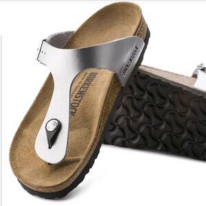 Birkenstock Gizeh silver birko- flor thong sandals